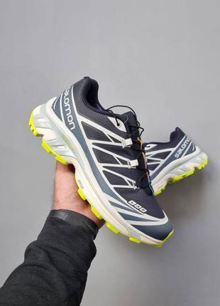 Мужские кроссовки salomon xt-6 adv navi blue lime (соломон)1 фото