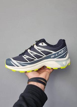 Мужские кроссовки salomon xt-6 adv navi blue lime (соломон)2 фото