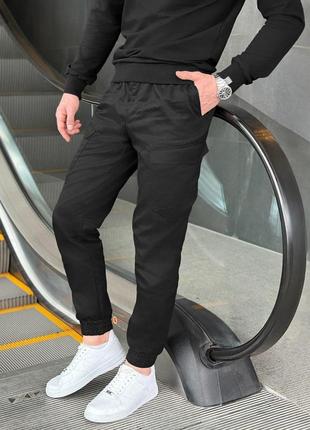 Чоловічі штани карго бавовняні чорні штани з кишенями весняні (b)4 фото