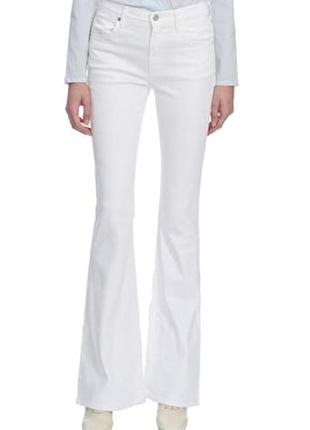 Джинси білі штани кльош батал великий розмір 50-52 джинсы белые батал1 фото