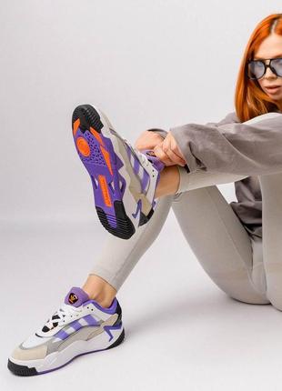 Женские кроссовки adidas niteball ll замшевые с кожаными вставками белые с фиолетовым адидас найтбол (b)6 фото