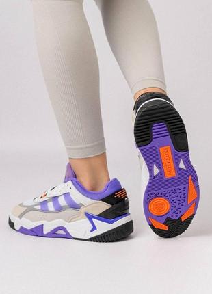 Женские кроссовки adidas niteball ll замшевые с кожаными вставками белые с фиолетовым адидас найтбол (b)9 фото