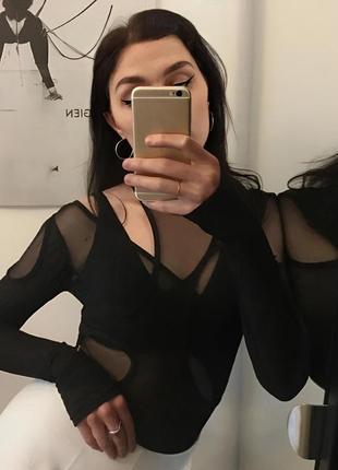 Боди черное асимметричное