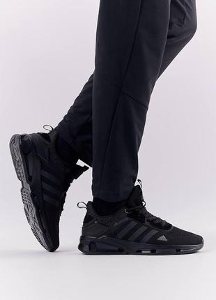 Мужские кроссовки adidas marathon run текстильные черные адидас маратон весенние (b)6 фото