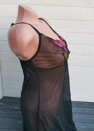 Полупрозрачная комбинация-платье с нежной вышивкой на лифе4 фото