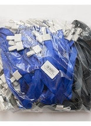 Шнурок для бейджа з кліпсою пластиковим кріпленням асорті атлас