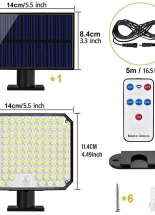 Светильник на солнечной батарее с датчиком движения solar wall lamp bl-104-smd5 фото