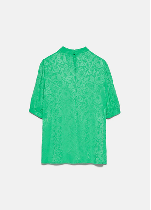 Жаккардовая зеленая блузка от zara3 фото