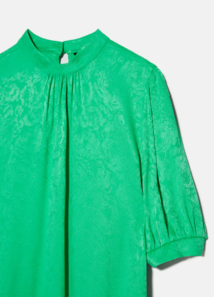 Жаккардовая зеленая блузка от zara2 фото