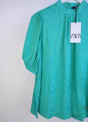 Жаккардовая зеленая блузка от zara8 фото