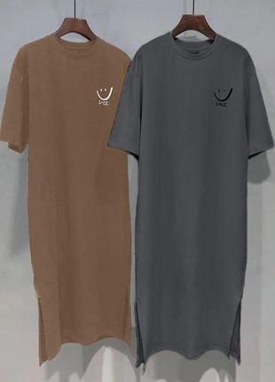 Платье футболка oversize в расцветках  рр 42-523 фото