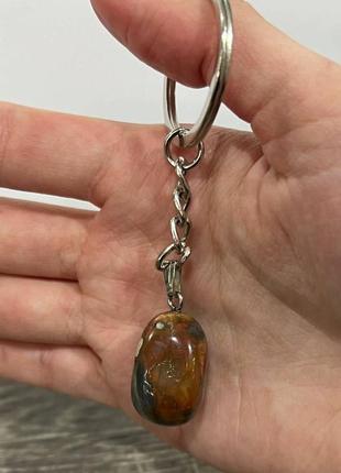 Натуральный камень яшма кулон в природной форме на брелке - оригинальный подарок парню, девушке