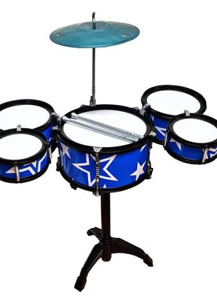 Kr дитяча іграшка барабанна установка 1688(blue) 5 барабанів