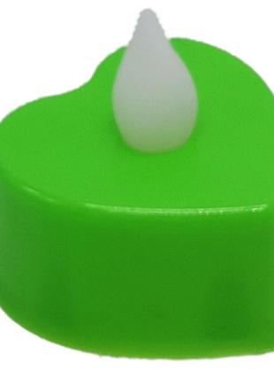 Kr декоративная свеча "сердце" cx-19 led, 3см (зеленый)