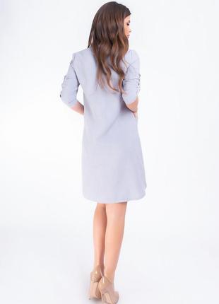 Сукня-сорочка коттон арт. 831 колір світло-сірий однотон5 фото
