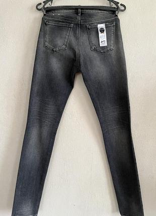 Джинсы denham/голландия серые с рваными коленями skinny р.24, новые2 фото