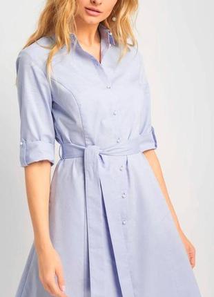 Сукня сорочка світло блакитна міді orsay з ґудзиками жемчугом
