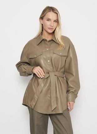 Куртка-рубашка, кожаная куртка под пояс, кожаная рубашка от бренда jjxx