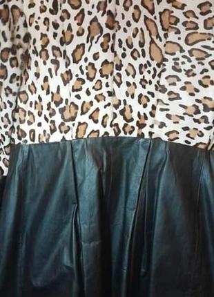 Плащ леопардовий шкіряний пальто - шуба натуральне хутро поні ексклюзив4 фото