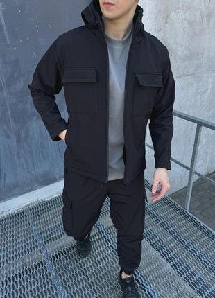 Мужской весенний однотонный комплект куртка и штаны водоотталкивающие размеры s-xl2 фото