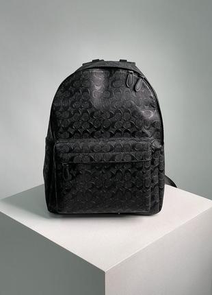 Мужской рюкзак 👜 coach charter backpack in signature leather black