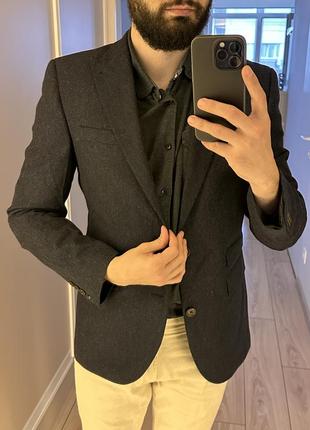 Чоловічий темно синій чорний класичний кежуал шерстяний піджак next