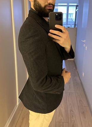 Чоловічий темно синій чорний класичний кежуал шерстяний піджак next3 фото