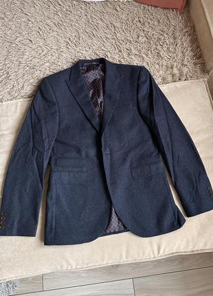 Чоловічий темно синій чорний класичний кежуал шерстяний піджак next4 фото