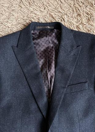 Чоловічий темно синій чорний класичний кежуал шерстяний піджак next5 фото