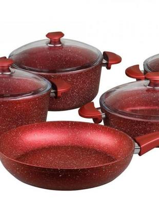 Набір посуду oms 3002-01-02-red 9 предметів червоний