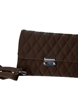 Темно-коричневая женская сумка кросс-боди клатч распродаж3 фото