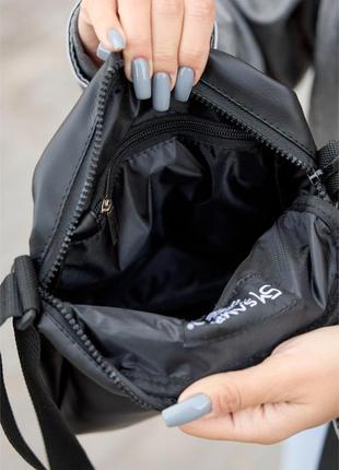 Женская сумка месенджер чорна з екошкіри унісекс `gr`7 фото