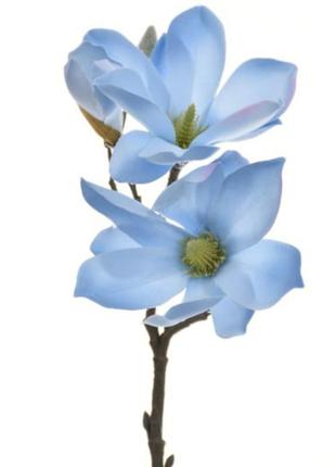 Искусственная ветвь магнолии, цвет голубой, 40 см. цветы премиум-класса, для интерьера, декора, фотозоны