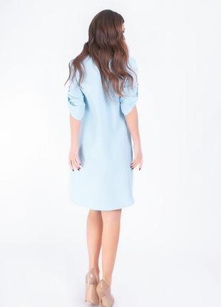Платье-рубашка коттон  арт. 831 цвет голубой однотон5 фото