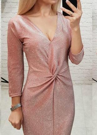 Платье с люрексом арт. 142 розовый7 фото