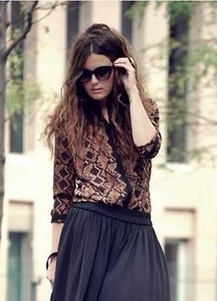 Zara блуза змеиный принт с чёрным рубашка9 фото