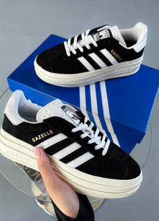 Жіночі кеди adidas gazelle bold black/white уцінка