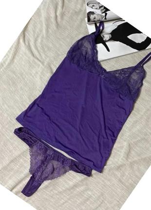 Maddison шикарний фіолетовий комплект (майка і стрінги) як новий1 фото