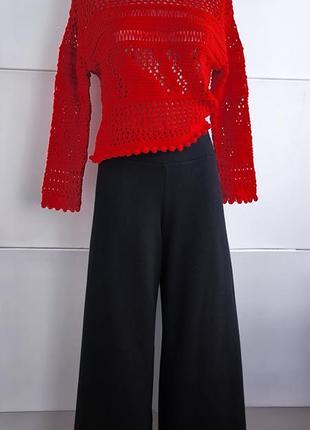 Ажурний  светр zara червоного кольору2 фото