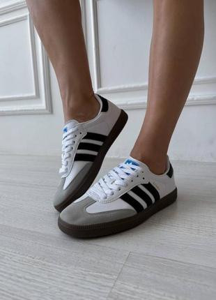 Кроссовки adidas samba white black brown5 фото