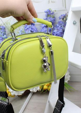 Женская стильная и качественная сумка из эко кожи на 3 отдела лайм3 фото