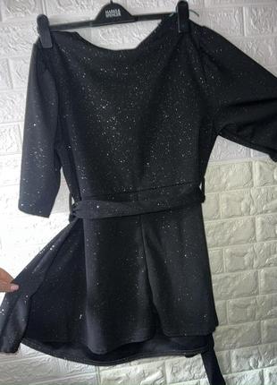 Женская фирменная нарядная блузка -туника с люрексовой нитью и поясом3 фото