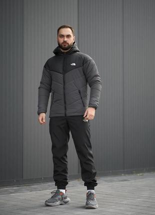 Комплект чоловічий tnf: куртка tnf чорно-сіра + штани tnf чорні. барсетка tnf у подарунок! `gr`3 фото