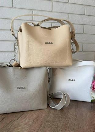 Женская мини сумочка стиль зара, яркая сумка на плечо стиль zara серая белая молочная pro_879
