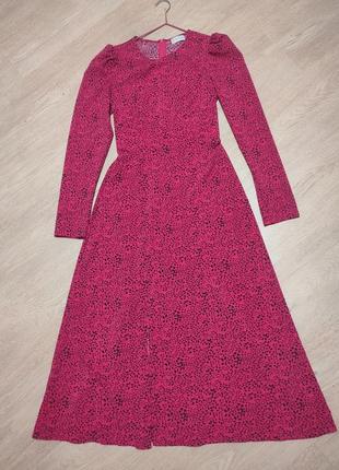 Платье розовое миди с разрезом vovk