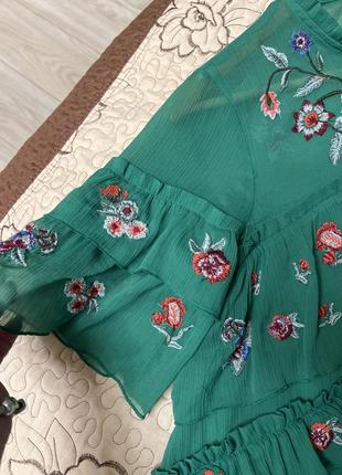 Блуза с вышивкой zara стильная классная модная вышиванка нарядная4 фото