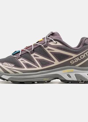 Мужские кроссовки salomon xt-6 moonscape/plum kitten/gull (соломон)