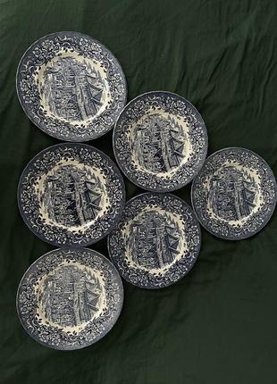 Комплект з 7 круглих тарілок royal tudor ware, англія.4 фото