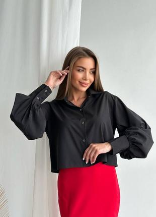Укорочена блузка чорного кольору розмір 42-441 фото