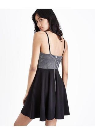 New look платье на бретельках черное со свободной юбкой серебристый топ нарядное праздничное